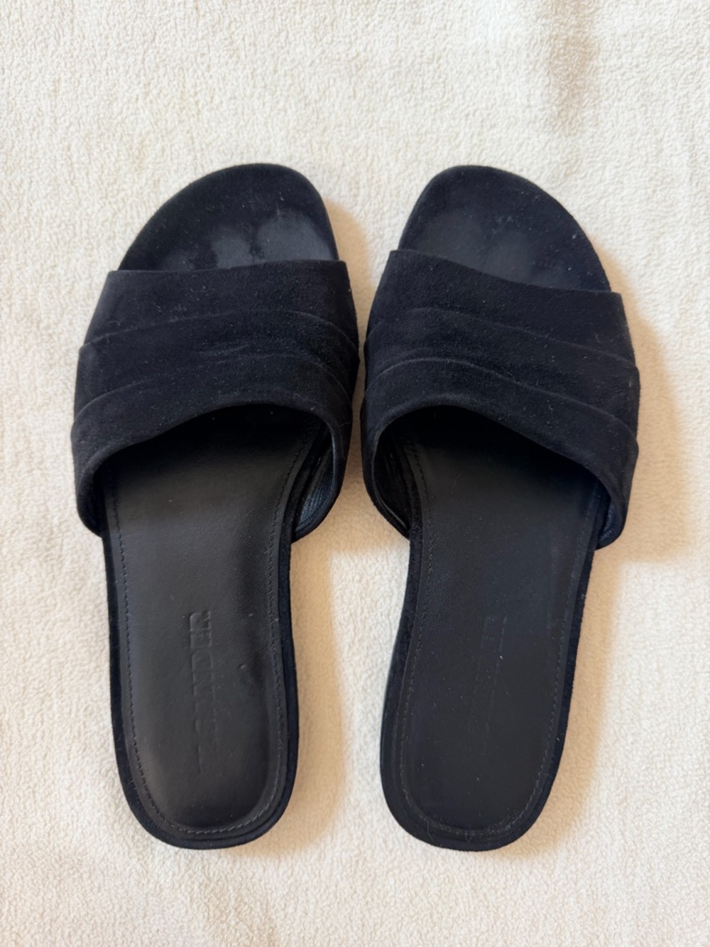 Jil Sander Black Slide Sandals - Women's Suede.